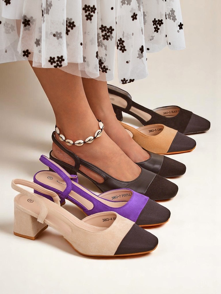 Royalfashion Дамски обувки на нисък ток с декоративен нос Eleganzo