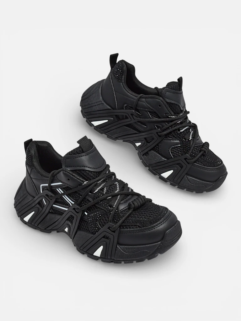 Дамски сникърси Athena черни синтетични спортни за всеки ден