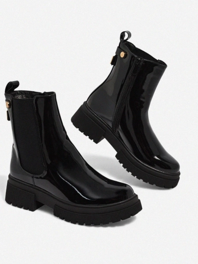 Лакирани дамски еко кожени боти Calebi