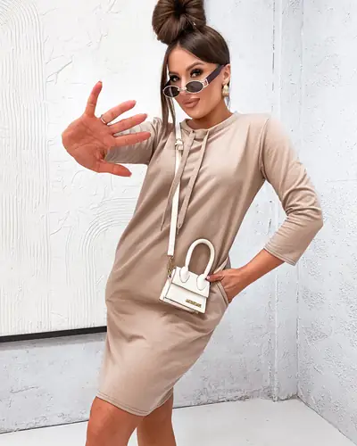 Royalfashion Памучна мини рокля за жени