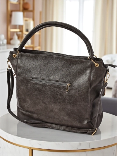 Дамска кожена чанта Artemida Vera – сива елегантност и функционалност