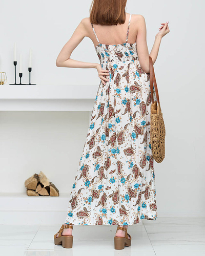 Biała zwiewna damska sukienka maxi - Odzież