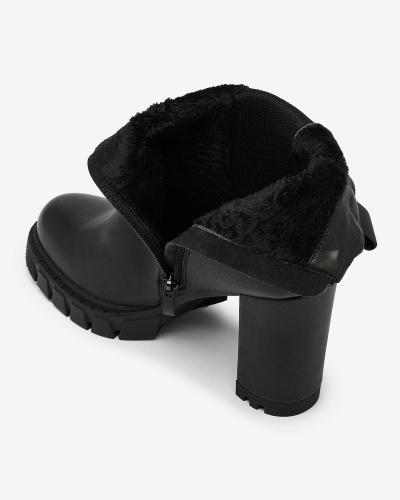 Royalfashion Черни дамски ботуши с висок ток Seihay