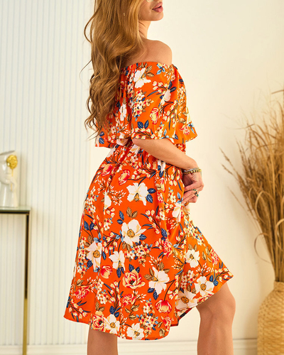 Royalfashion Десенирана дамска миди рокля a'la hiszpanka