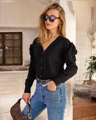 Royalfashion Дамски пуловер с разкопчани копчета