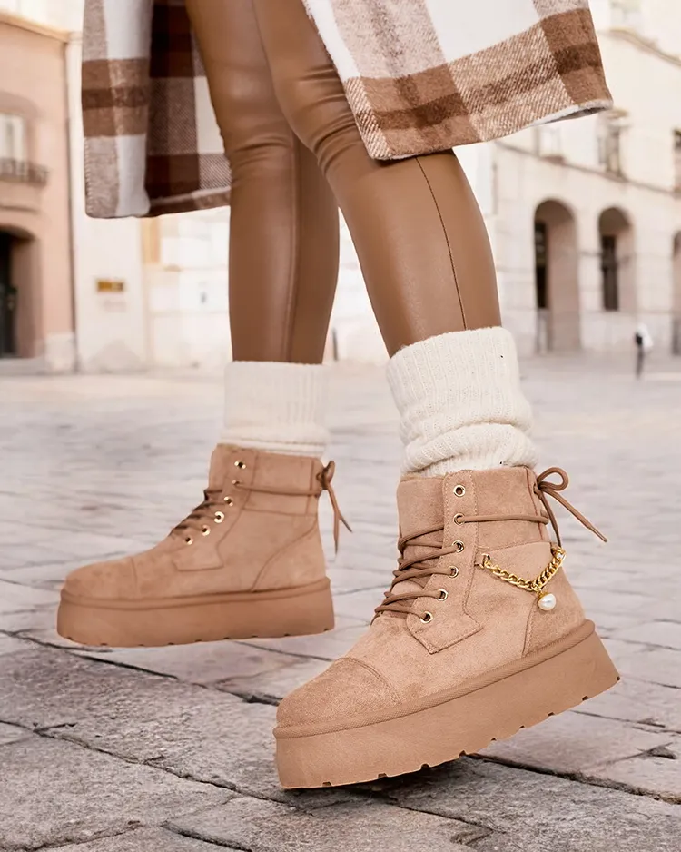 Royalfashion Дамски ботуши с връзки Woruces