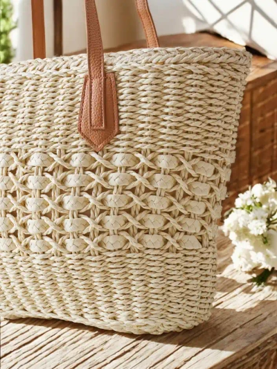 Royalfashion Голяма сламена чанта за жени