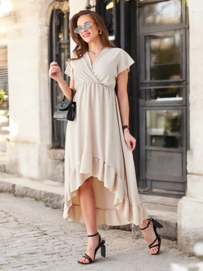 Midi рокля Royalfashion за жени с асиметричен подгъв