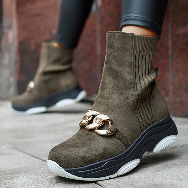 Зелени дамски ботуши от екокожа Cuzitta- Обувки