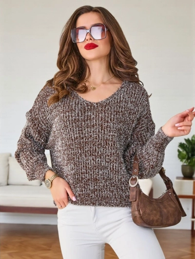 Royalfashion Женски пуловер с лъскав конец