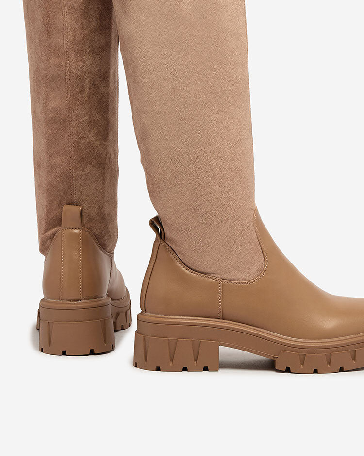 Royalfashion Светлокафяви дамски ботуши над коляното Retamon