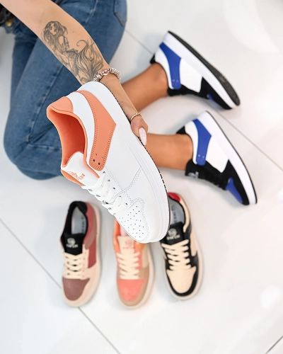 Royalfashion Дамски спортни обувки в бяло и оранжево Elevace