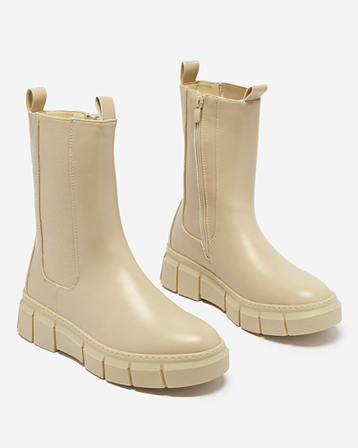 Дамски боти на платформа в бежово Couell - Обувки