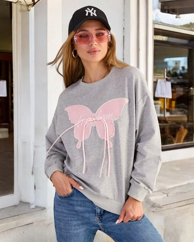 Royalfashion Дамски памучен суитшърт с тънък принт