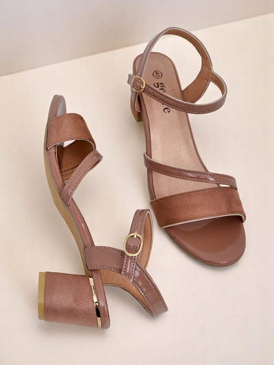 Royalfashion Лакирани дамски сандали на нисък ток Grace Gloss