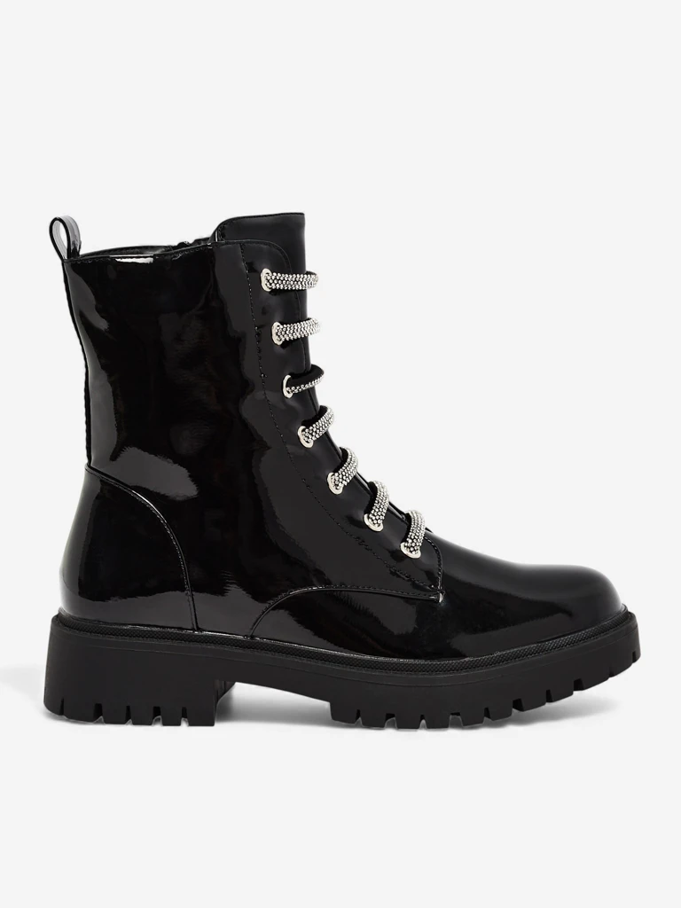 Лакирани дамски боти с връзки Velmini