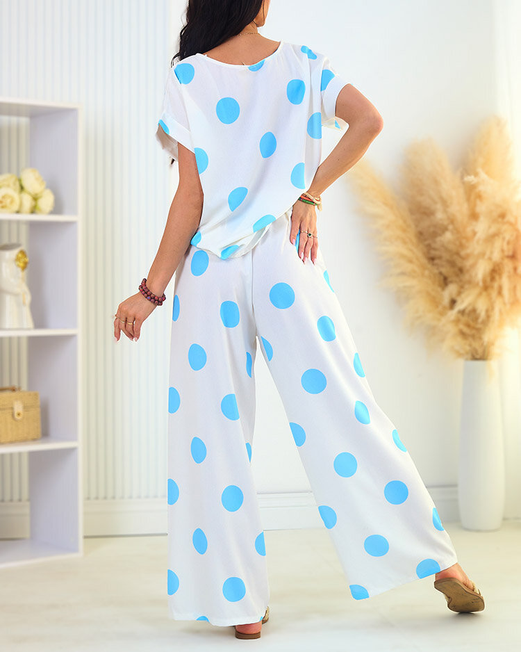 Royalfashion Дамски комплект в синьо и бяло