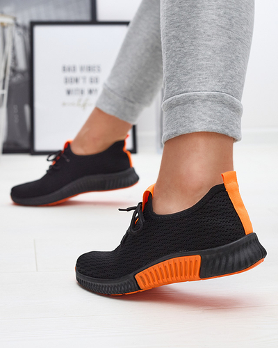 Черни дамски спортни обувки с оранжеви вложки Keteti - Обувки