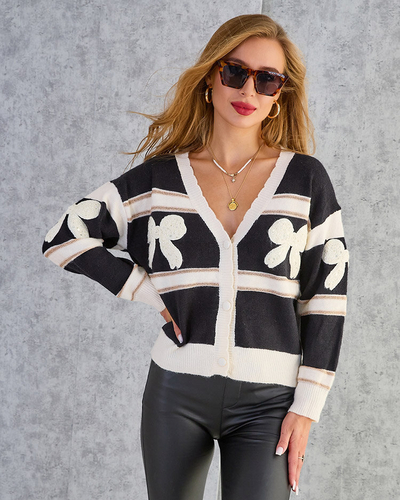 Royalfashion Разкопчан дамски пуловер на райета