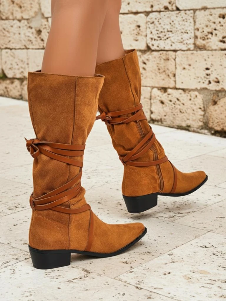 Дамски ботуши Camel Lavinia екологична велурена кожа италиански стил