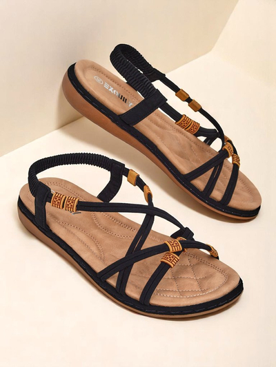 Дамски сандали Royalfashion Evita Nero екологична кожа slip-on