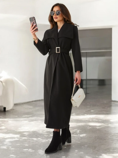 Royalfashion Дамско макси палто с връзка