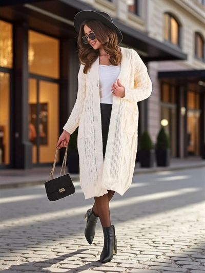 Royalfashion Плетена дамска пончо-пуловер стил