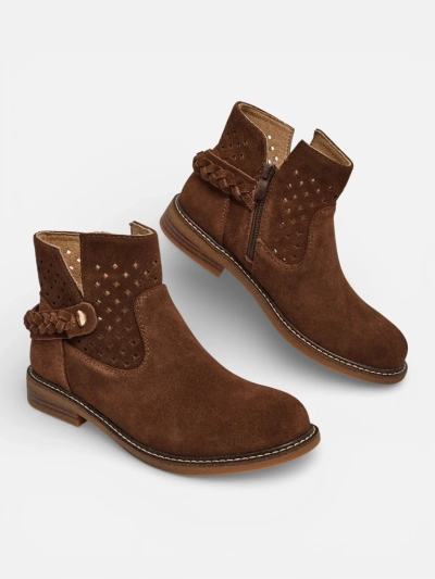 Ажурни дамски ботильони от естествена кожа Unimi