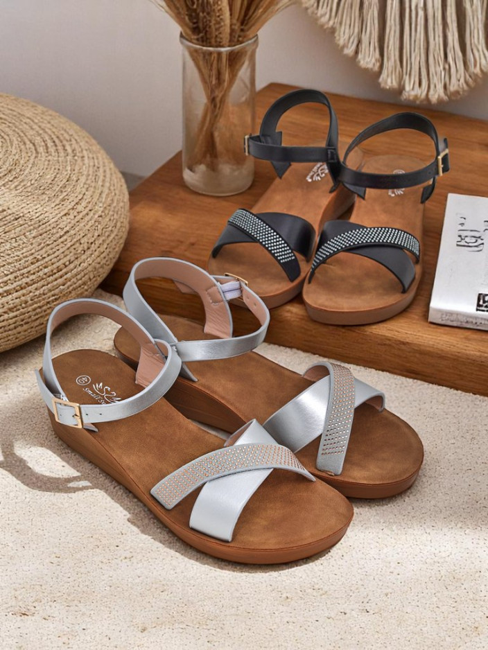 Royalfashion Дамски сандали на платформа с камъни Allona