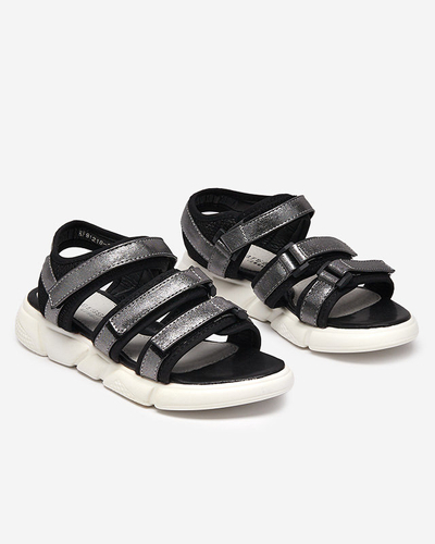 Dziewczęce sandałki zapinane na rzepy w kolorze grafitowym Mumin- Obuwie