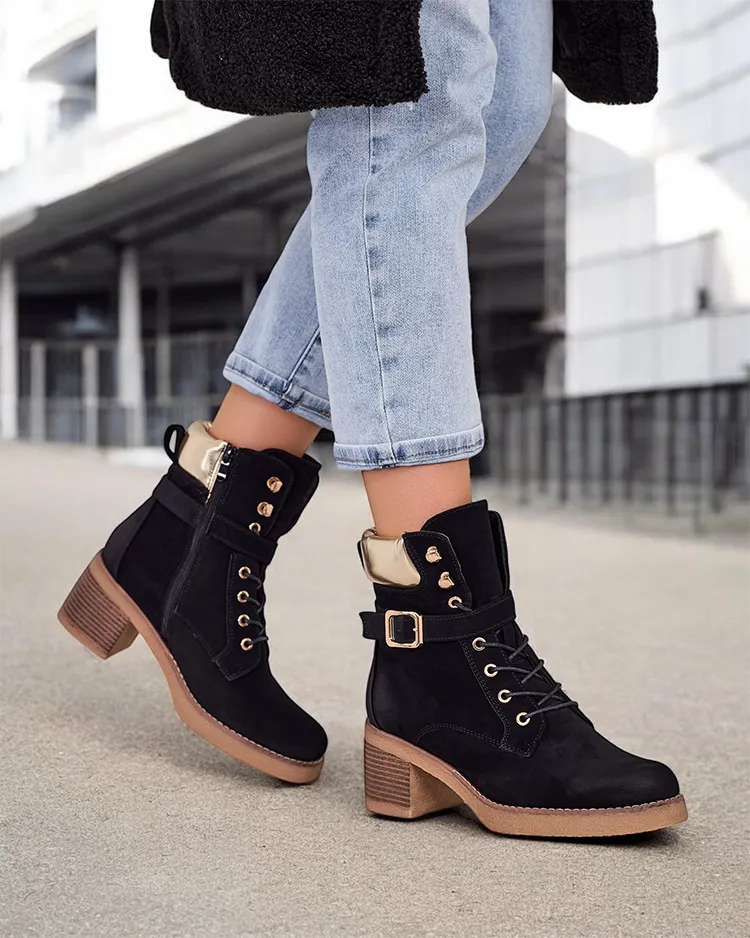 Royalfashion Дамски ботуши с нисък ток Неделин