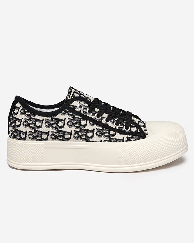 Дамски маратонки на платформа с десен в черен цвят Berika - Обувки