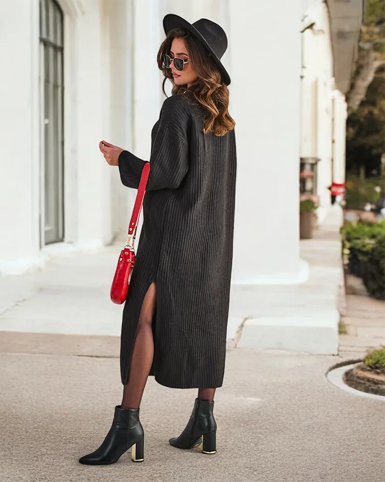 Дамска дълга пуловерна рокля Royalfashion