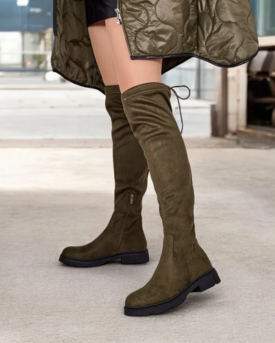 Royalfashion Дамски ботуши до коляното с приплъзване Robus