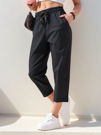 Royalfashion Прости дамски платнени панталони 7/8