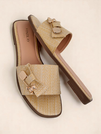 Royalfashion Дамски сламени чехли сандали Aurelia