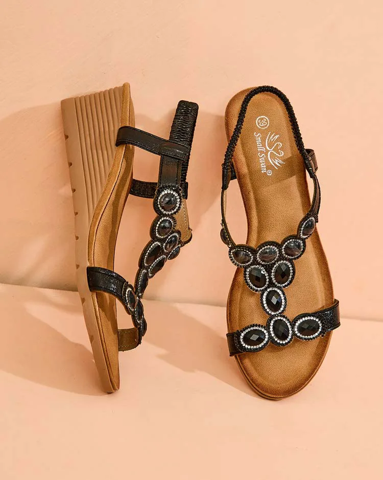 Royalfashion Дамски сандали с цирконий Obrina