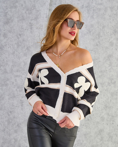 Royalfashion Разкопчан дамски пуловер на райета