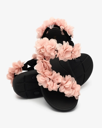 Royalfashion Яркорозови дамски сандали с цветя Alferroy