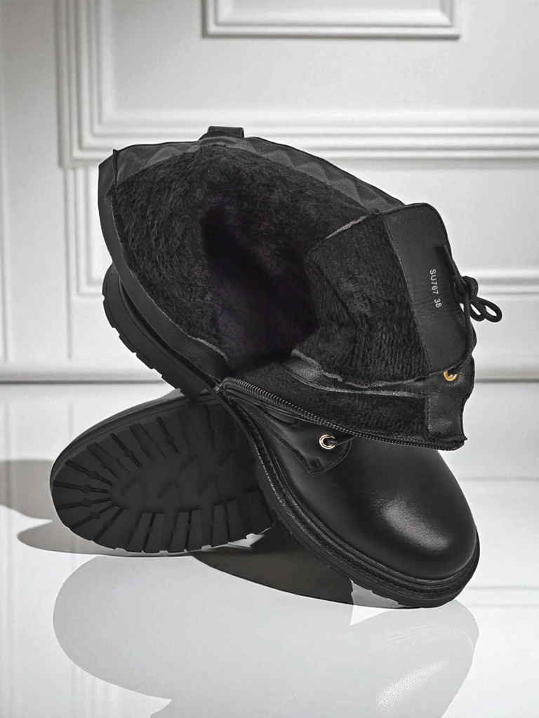 Дамски боти с ефектна капитонирана еко кожа Sable Rose