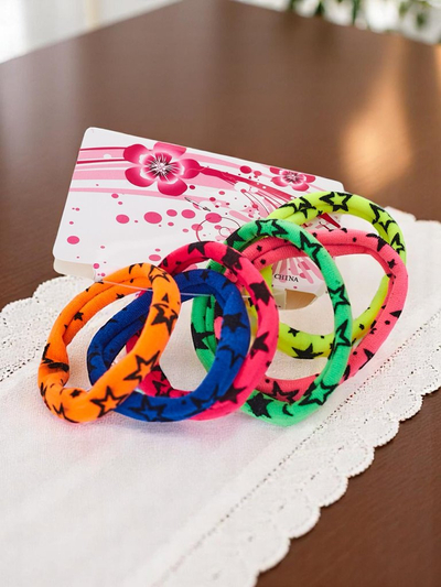 Royalfashion Комплект от 6 цветни ластика за коса Starina с звездички