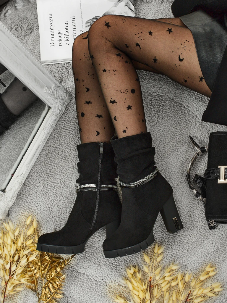 Дамски еко велурени боти на ток BrambleDusk