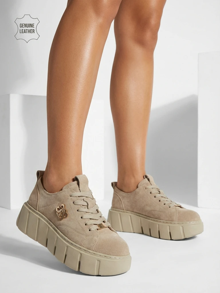 Спортни дамски маратонки от естествена кожа Renos