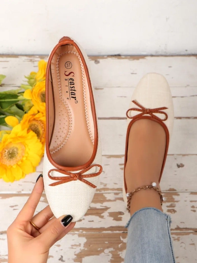 Royalfashion Дамски балерини с блестящи елементи и панделка Aramie