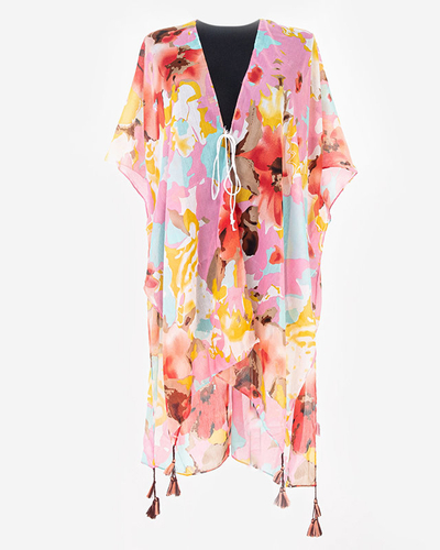 Wzorzyste pareo damskie w kolorze różowym - Odzież