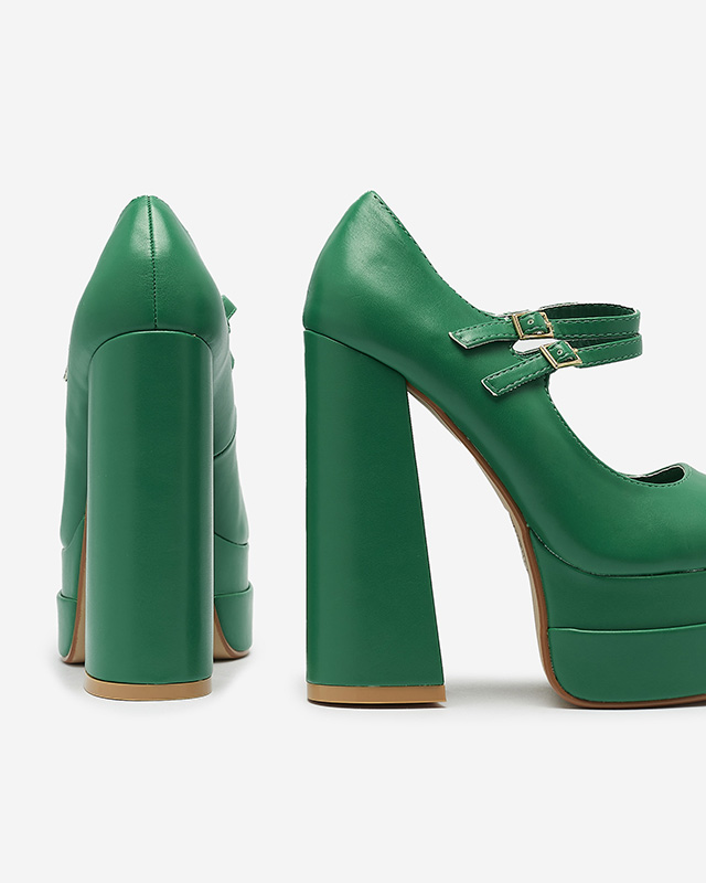 Зелени дамски обувки с висок ток Edisa - Обувки