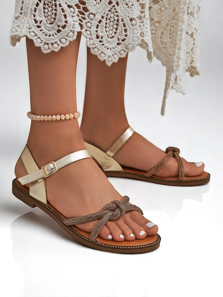 Royalfashion Дамски сандали с декоративни цирконии Bella Shine