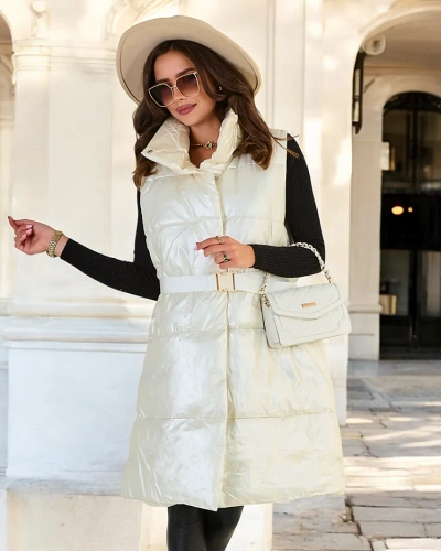 Royalfashion Дълга дамска жилетка a'la leather