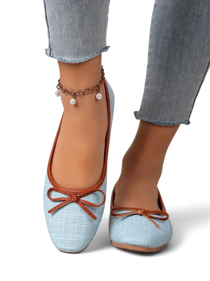 Royalfashion Дамски балерини с блестящи елементи и панделка Aramie