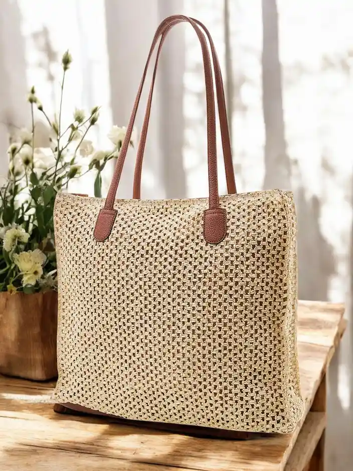 Royalfashion Голяма летна чанта от слама за жени